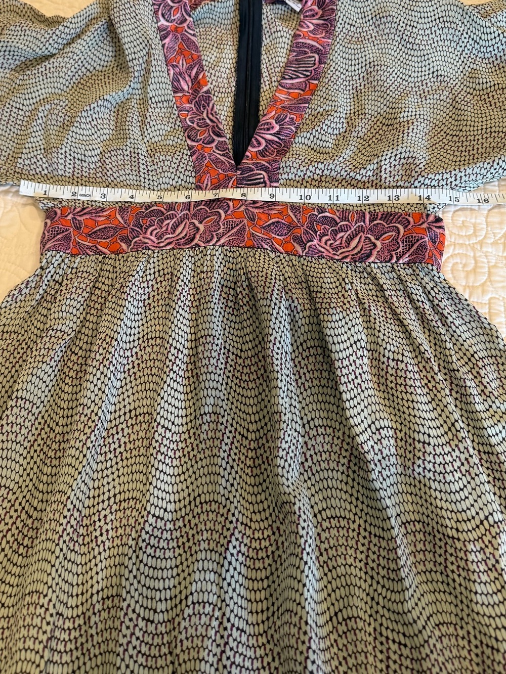 Duro Olowu London Silk Mixed Print V-Neck Midi Dress Size 36 / US 4 Artisanal - Picture 11 of 15
